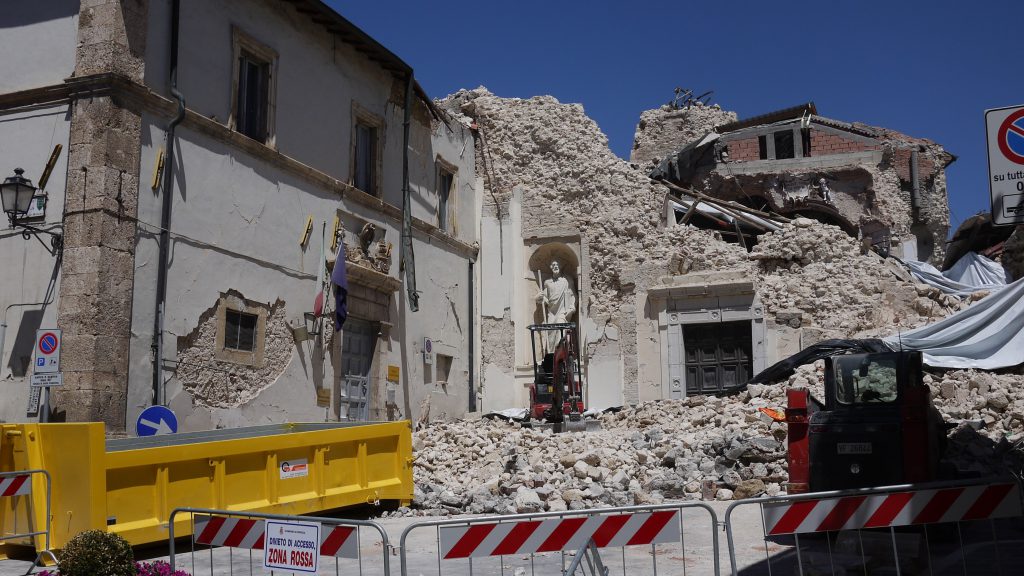 As if a bomb has hit... A scene in Norcia