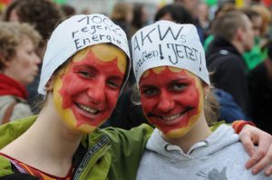 2 girls protesting for free energy