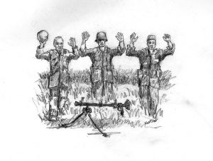 3 soldiers with hands up