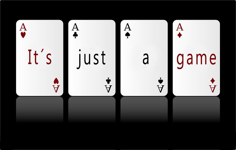 4 cards with words: just a game